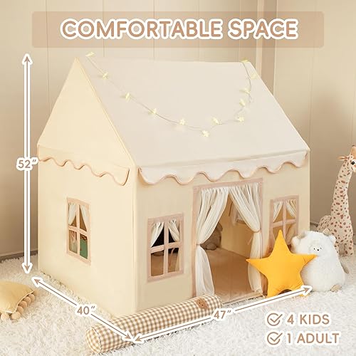 Miniatura 8 de RongFa Playhouse - Tienda de campaña para niños, portátil con alfombrilla acolchada, luces de estrella, bolsa de transporte, tienda de campaña para