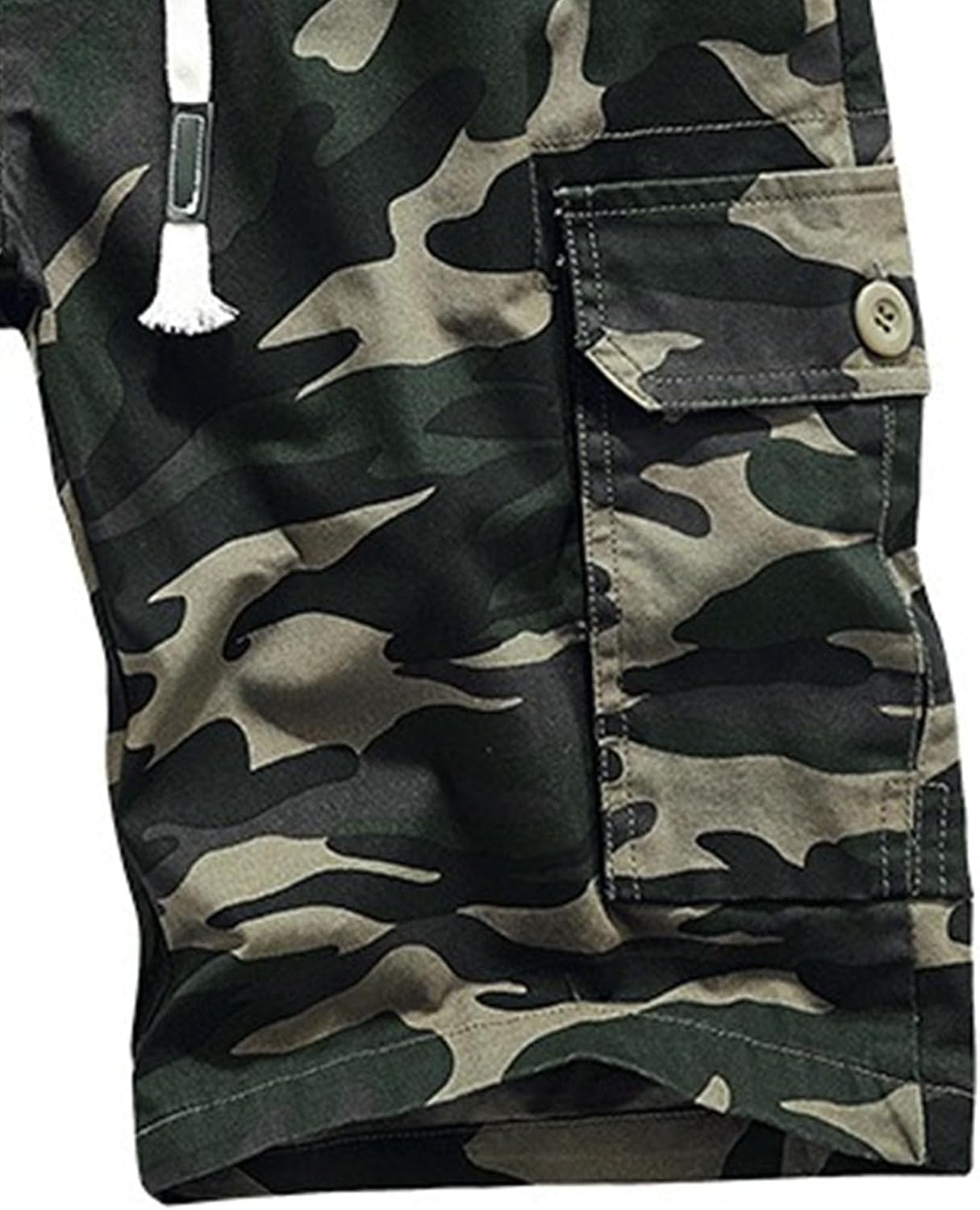 Maiyifu-GJ Cotton Cargo Shorts for Men Summer Casual Lightweight Hiking Shorts Elastic Waist Drawstring Athletic Short Pants