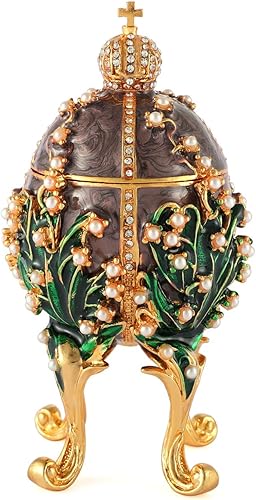 Miniatura 2 de Cajas de joyería para baratijas, huevos Faberge, adornos de estilo victoriano, colección de artesanía antigua, regalo de lujo para decoración del