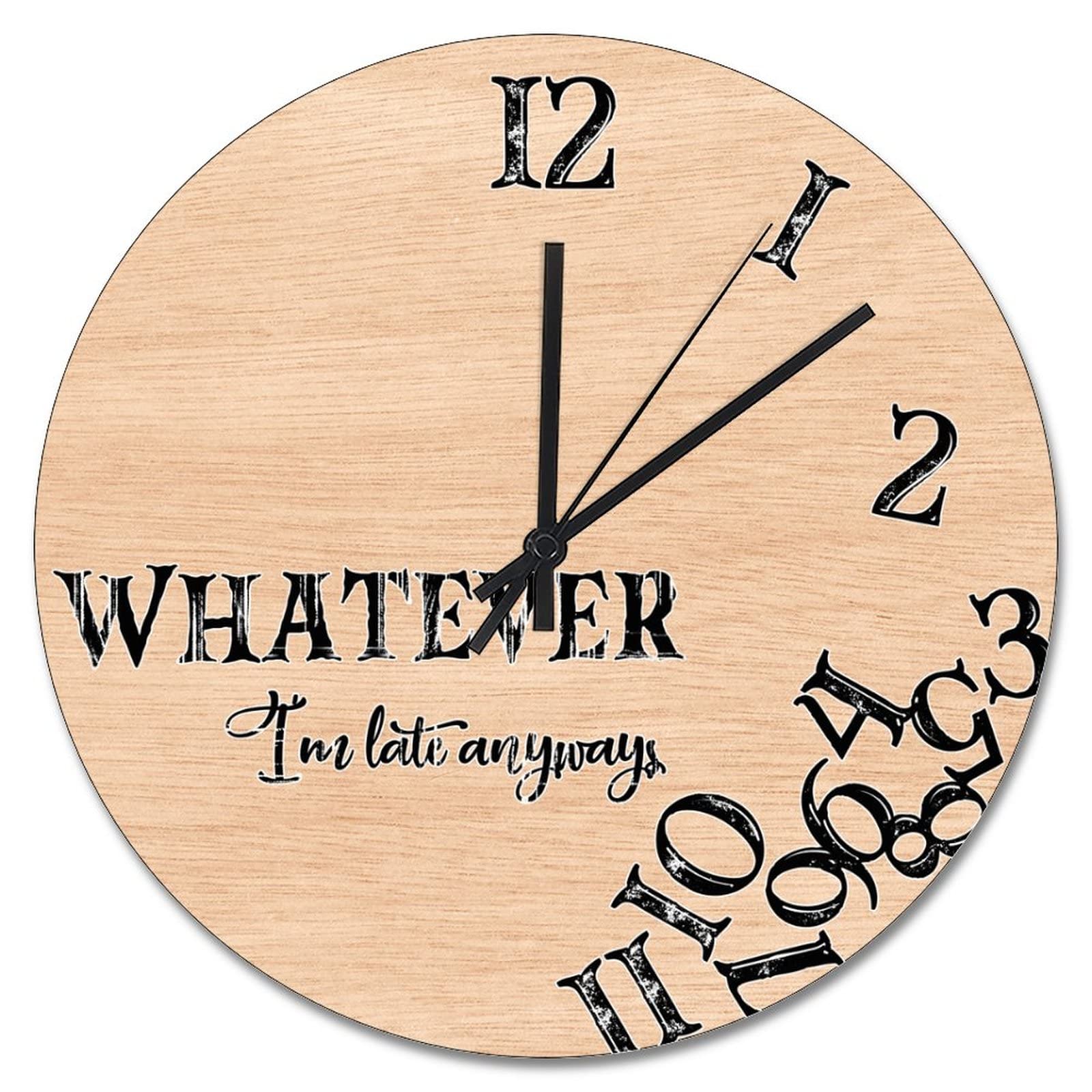 Grande horloge murale silencieuse anti tic-tac, pendule bois 38 cm pour dormir sans bruit