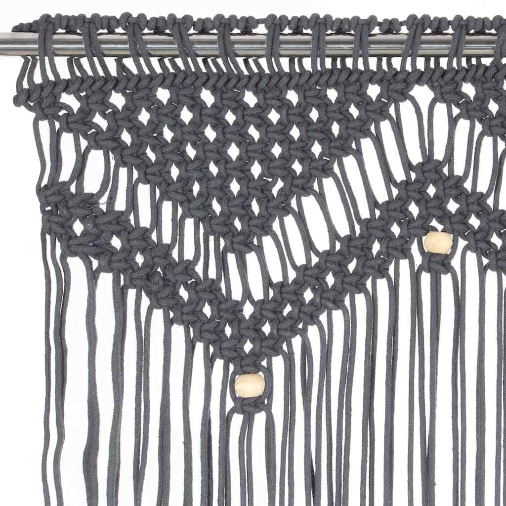 Rideau Macramé 140x240 cm Coton Anthracite