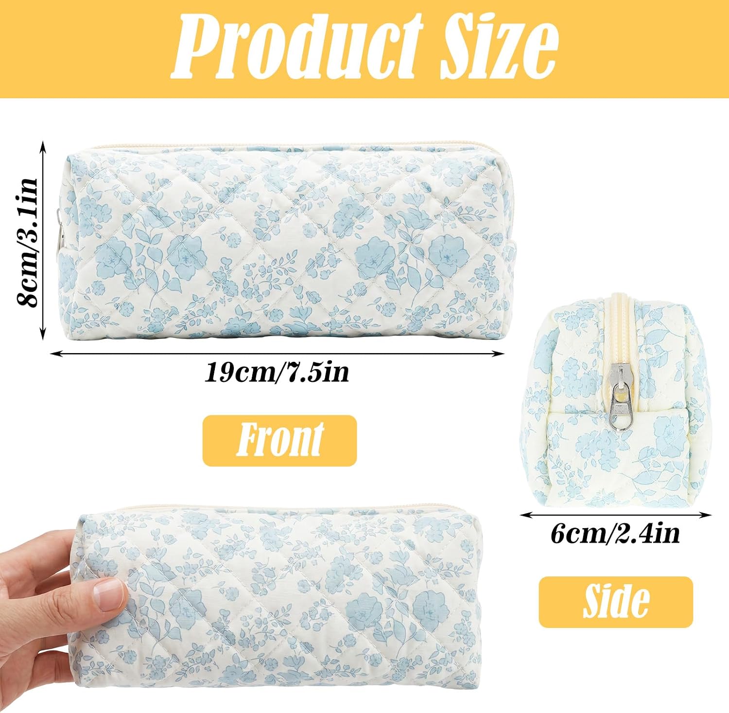 Amabro Cute Floral Pencil Case, Aesthetic Pencil Pouch Portable Pen Bag