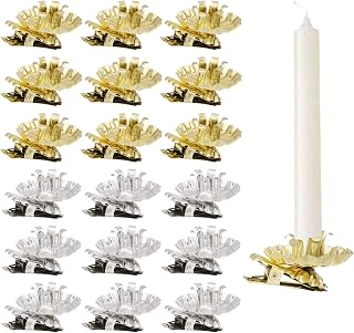 CHGCRAFT 40 Pcs 2 Colors Christmas Tree Candle Holders Flower Pattern Tree Candle Clips for Home Hotel Restaurant Decor Reusable Halloween Decoration with Clip, Inner Diameter 0.59 inch