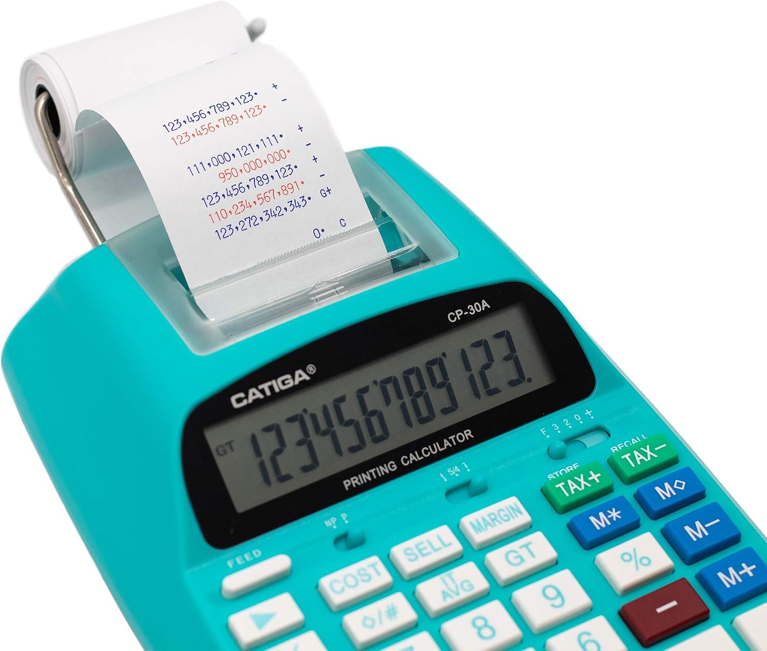 Printing Calculator with 12 Digit LCD Display Screen, 2.03 Lines/sec, Two Color Printing, Adding Machine for Accounting Use, AC Adapter Included