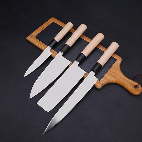 Vista 38 de WILDMOK Cuchillo Nakiri para zurdos de 7 pulgadas, cuchillo alemán de acero inoxidable para cortar verduras, cuchillo de chef asiático Usuba