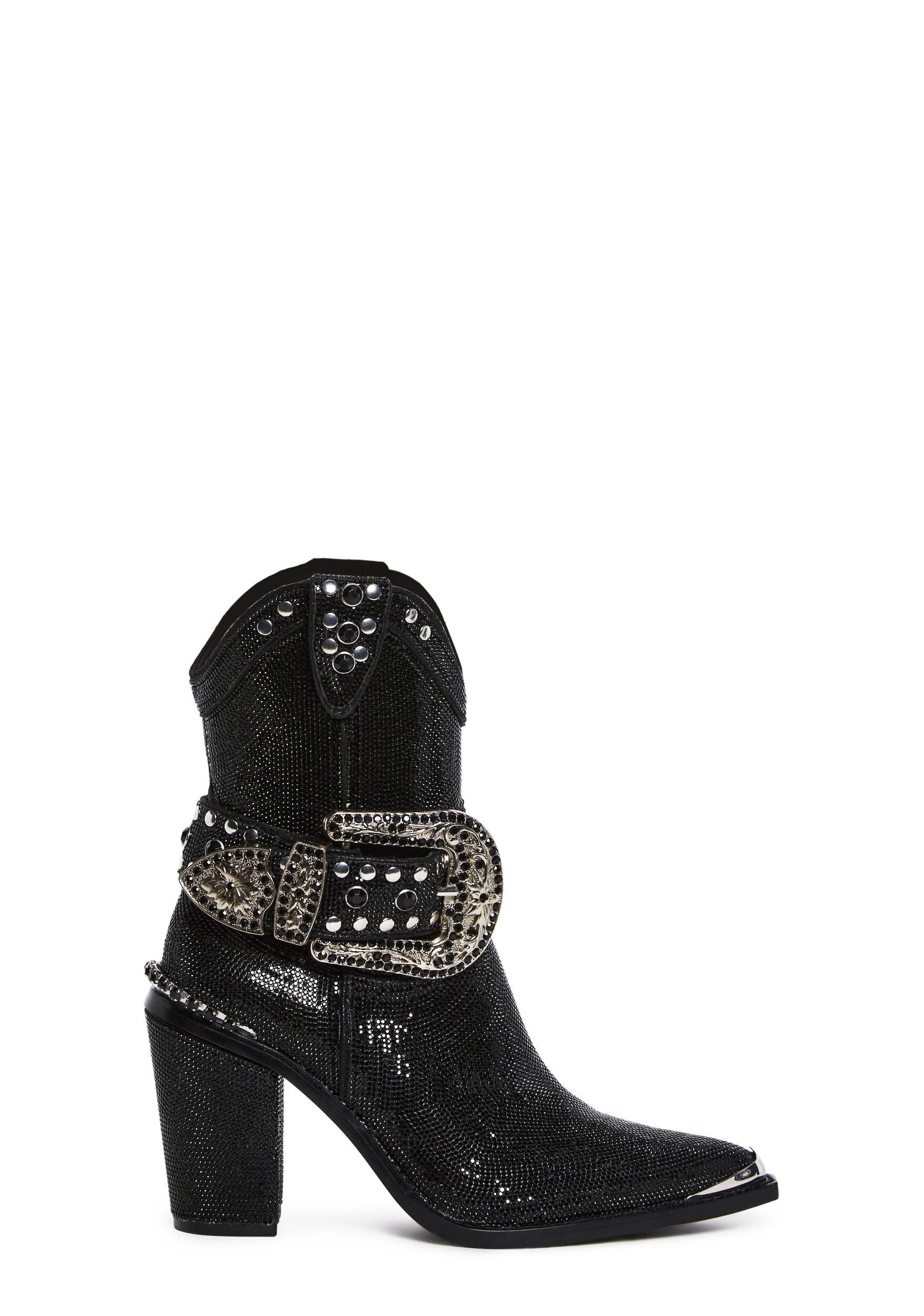 Dolls Kill Sheriff Shine Cowboy Boots by Club Exx - Rhinestone Encrusted Boots Made From Vegan Leather