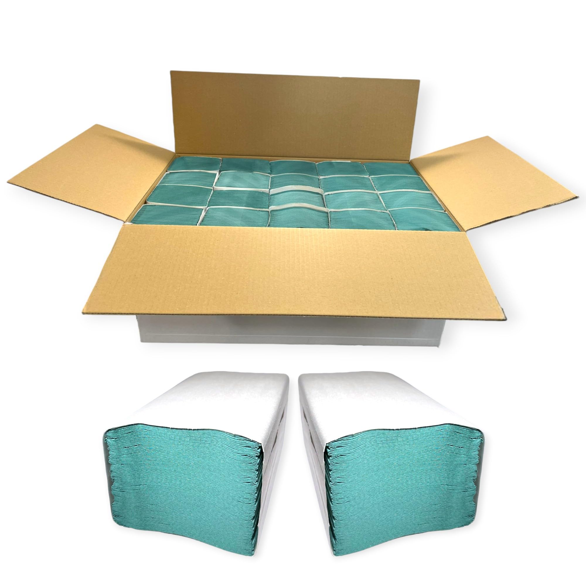 Papierhandtücher (5.000 Stück), ZZ-Falz, 1-lagiges Papiertuch je 25x23 cm, Falthandtücher aus 100% Altpapier, grün