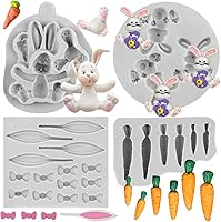 Vista 10 de Molde de silicona de conejo de Pascua, orejas de conejo, moldes de fondant de chocolate para decoración de pasteles, decoración de cupcakes, pasta