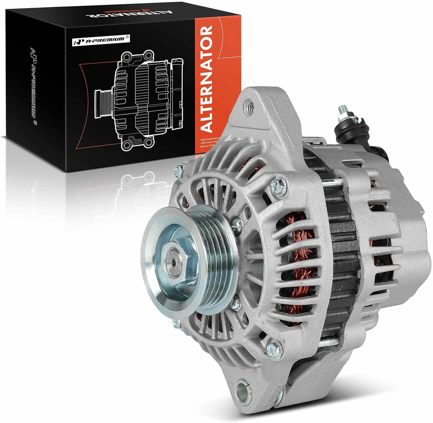 A-Premium Alternator Compatible with Suzuki Vitara & Chevrolet Tracker, 1999-2003, 2.0L, 12V 75A 5-Groove Pulley Clockwise, Replace# 30020754, 30026055