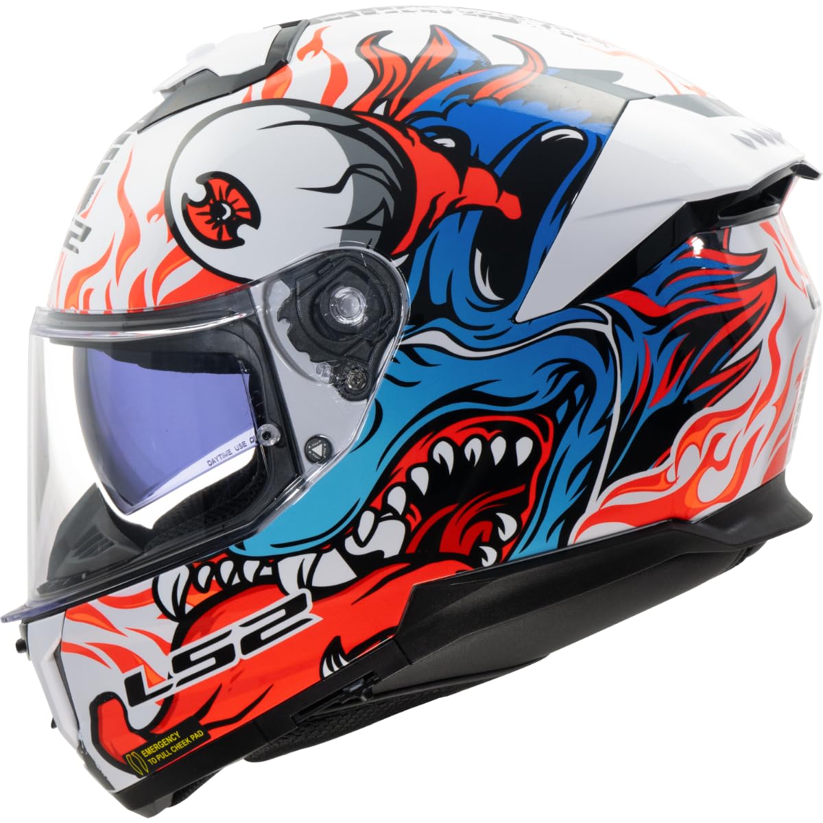 LS2, Casco Moto Integrale STREAM II INFERNO Gloss White Blue, XS