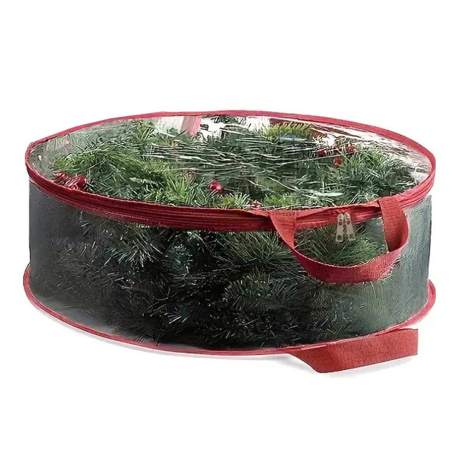 FackLOxc Zippered Transparency Storage Bag Christmas Wreath Organiser Dustproof PVC Materials Holiday Decoration Protective Case Pvc Christmas Wreath Storage Bag Clear Transparency