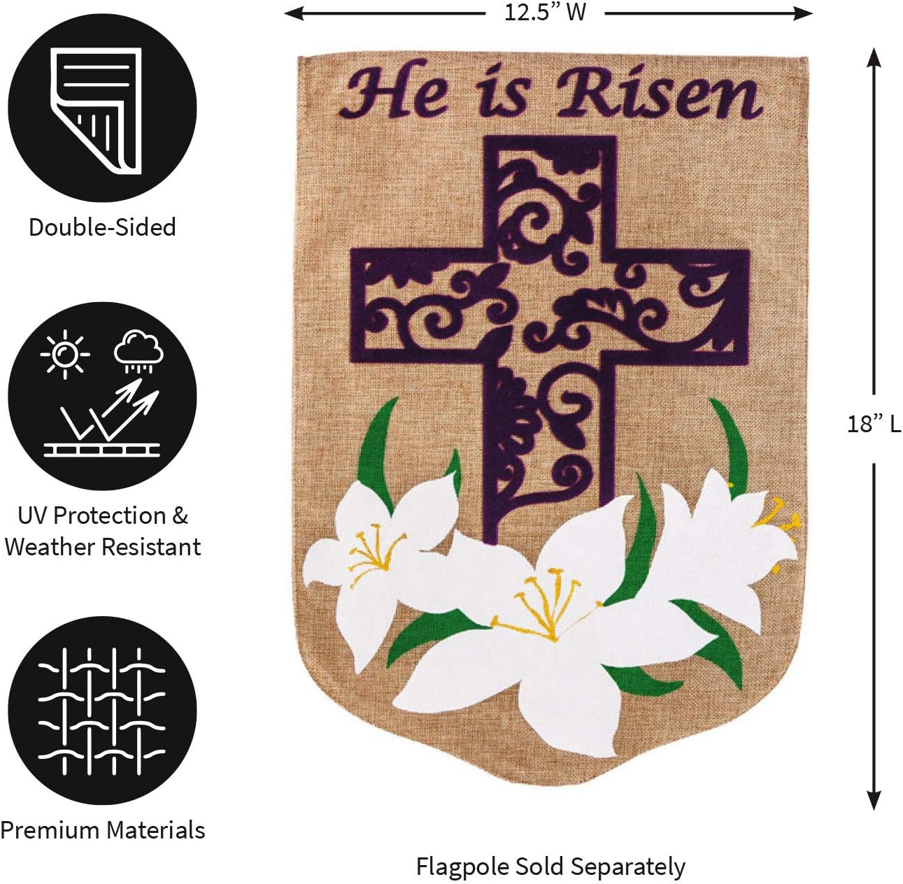 Evergreen Easter Lily Burlap Garden Flag | Double Sided | 12.5 x 18 Inches | Weather and Fade Resistant | Indoor Outdoor Décor For Homes and Gardens