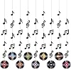 9 Pcs Rock and Roll Party Decorations, Musical Notes Record Hanging Swirls, Vintage Themed Streamer Banners, 50s 70s 90s Music Theme Paper Cutouts for Birthday Party, Bulletin Board