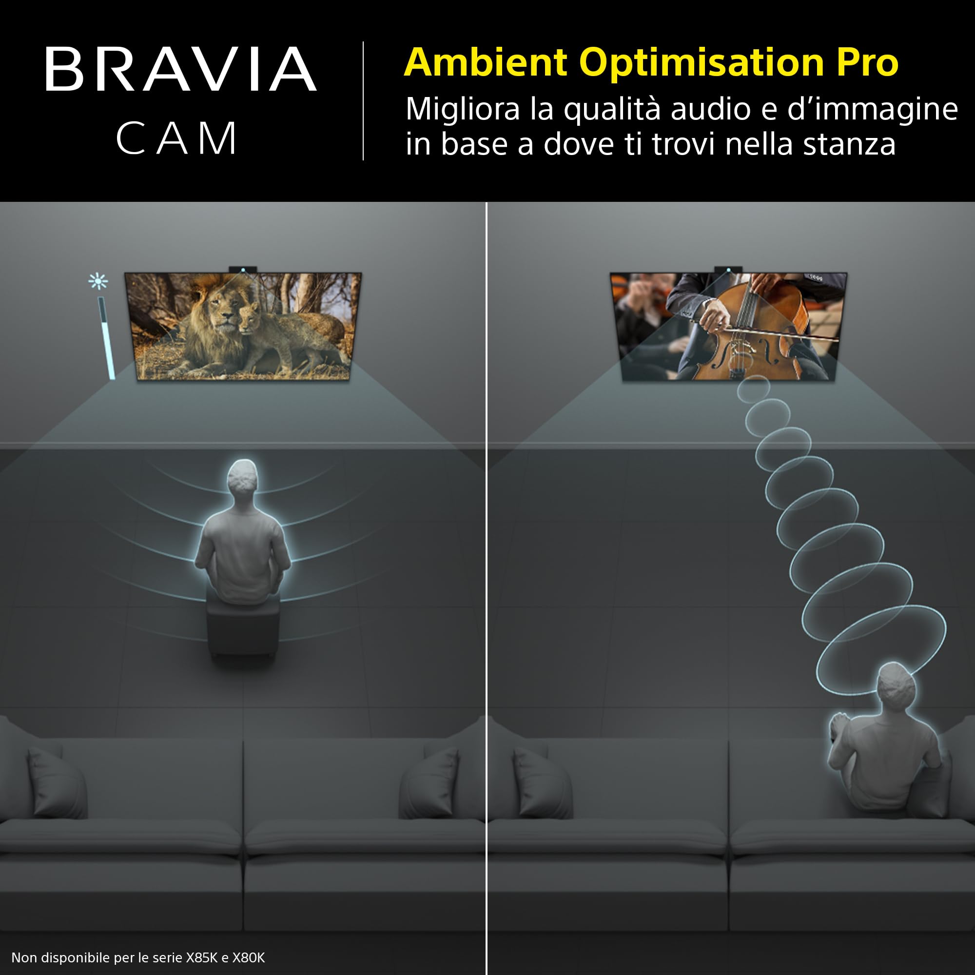 Sony BRAVIA CAM - Accessorio per TV BRAVIA, Webcam con Microfono, 1080p FHD, Video Call su Zoom e Google Meet, Controllo gestuale, risparmio energetico, avviso di prossimità, copertura privacy