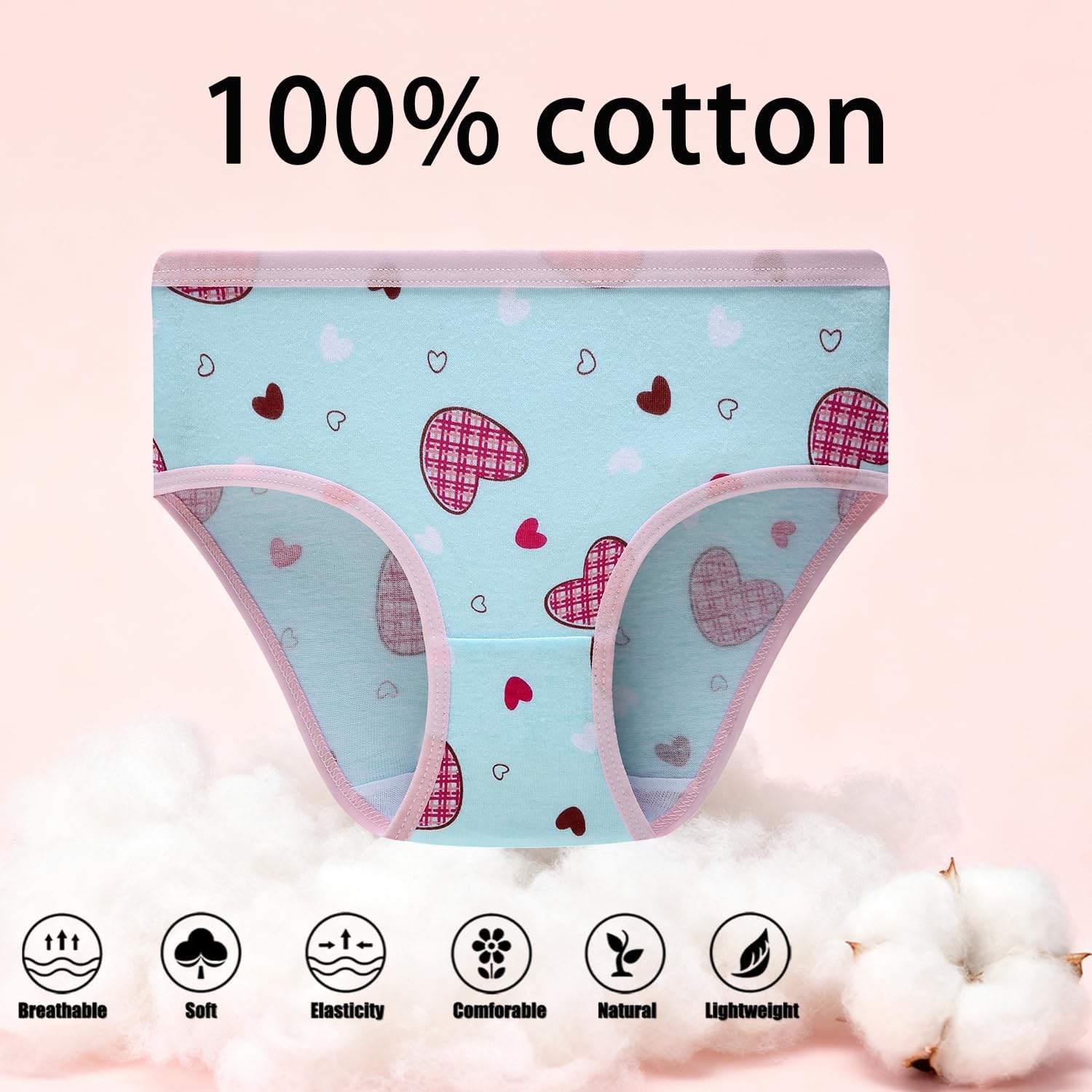 Girls Printed Underwear Kids Cotton Breathable Comfort Panty Briefs Toddler Undies(Pack of 12) Multipack - Image 4