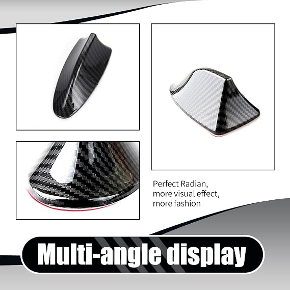 1 PC Car Shark Fin Antenna, Radio Signal Enhancement Antenna Roof Spoiler Reduce Wind Resistance Decoration, Adhesive Base with Copper Screw, Universal External Antenna (Carbon Fiber Black)