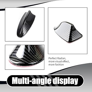 1 PC Car Shark Fin Antenna, Radio Signal Enhancement Antenna Roof Spoiler Reduce Wind Resistance Decoration, Adhesive Base with Copper Screw, Universal External Antenna (Carbon Fiber Black)