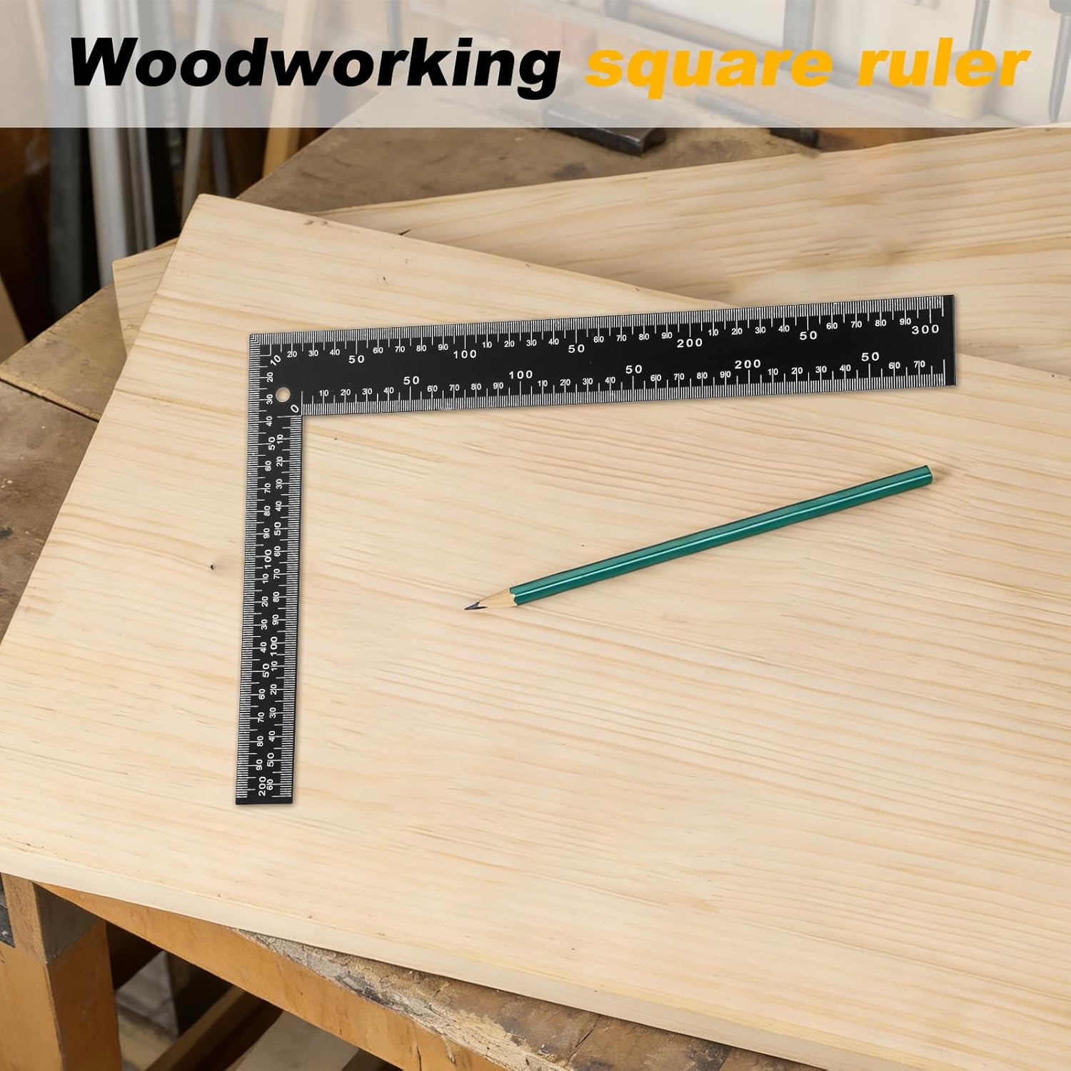 HARFINGTON 2Pcs Machinist Precision Square Ruler 24" 90 Degree Stainless Steel Engineer Squares L-Type Metal Right Angle Ruler Framing Tool for Professional Carpentry and Woodworking, Black