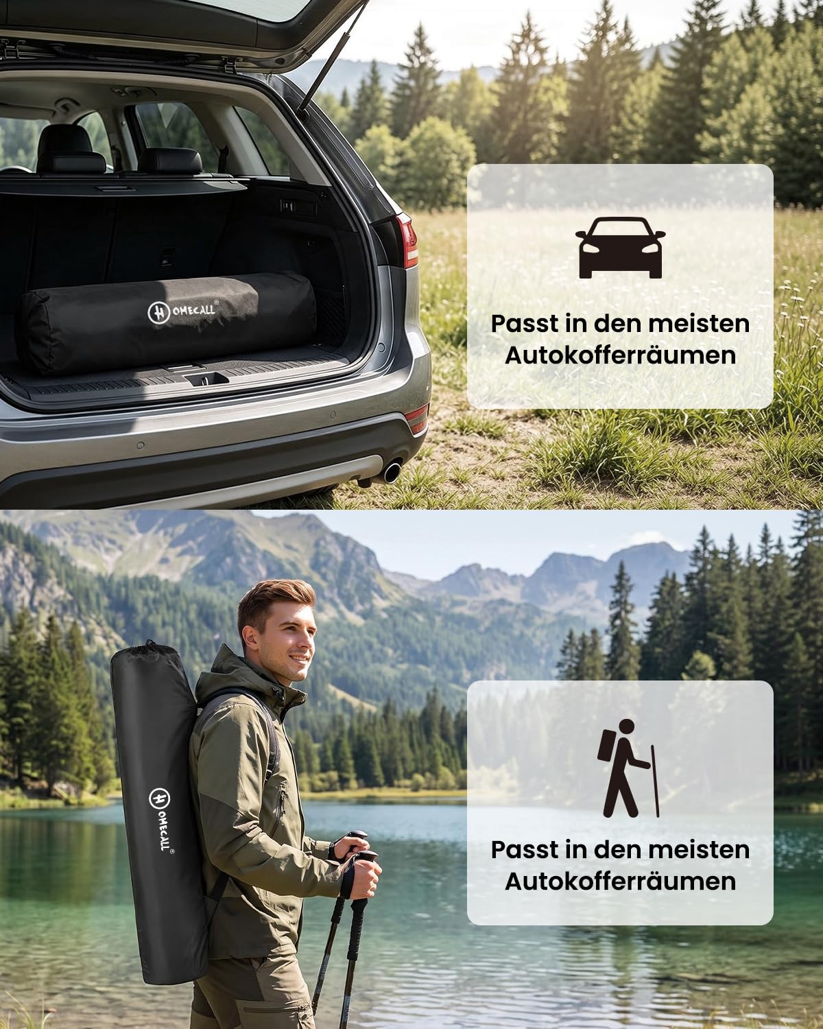 Homecall Campingstuhl Faltbar 150 KG Belastbar Camping Stuhl mit Armlehnen, Becherhalter, Abnehmbares Kissen, Tragetasche - Anglerstuhl Klappstuhl für Outdoors
