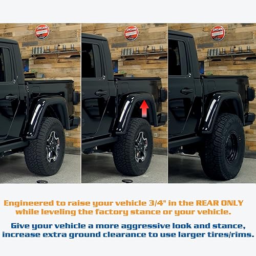 Miniatura 5 de Yoursme KJ09192 Kit de elevación trasera de 34 pulgadas para Jeep Gladiator JT 2020 Kit de elevación trasera de suspensión de 0.75 pulgadas, 2 piezas