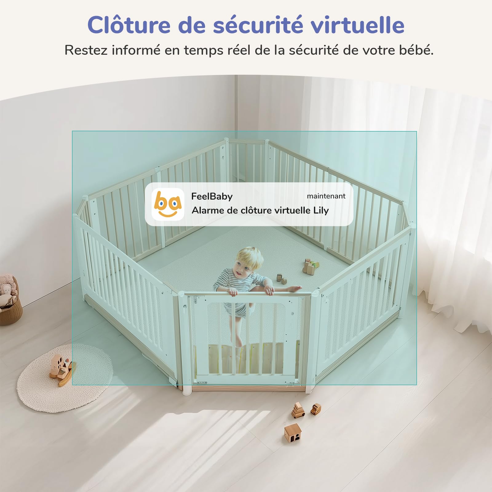 2K/3MP Babyphone Caméra Bébé, 5" IPS, 360 ° View, PTZ & VOX, HDR Vision Nocturne, Babyphone Connecté Smartphone, Lumière Infrarouge Invisible, Détection des Pleurs & Température