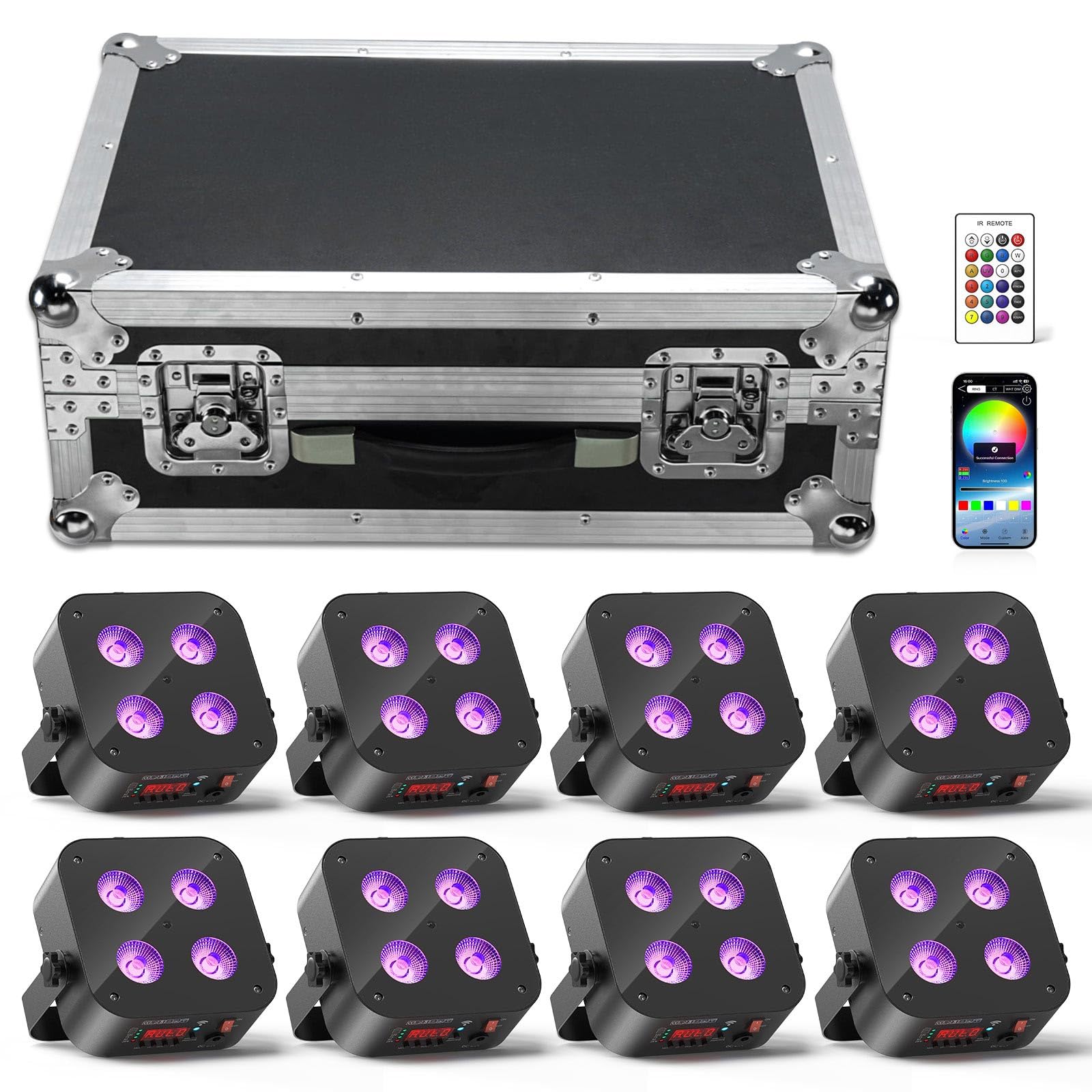 Oloaxolx Akku LED par licht 4x18 W RGBWA UV 6-in-1 Wiederaufladbarer Bühnenlicht disco Uplights mit APP/DMX/Fernbedienung Kontrollmethoden LED par Scheinwerfer für DJ party Hochzeits Geburtstags