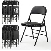 10 Pack Black Folding Chairs with Padded Cushion, Heavy Duty Dining Chair Set Portable Stackable Foldable Metal Chairs with Steel Frame for Home Office Party Indoor & Outdoor Events,350lbs Capacity