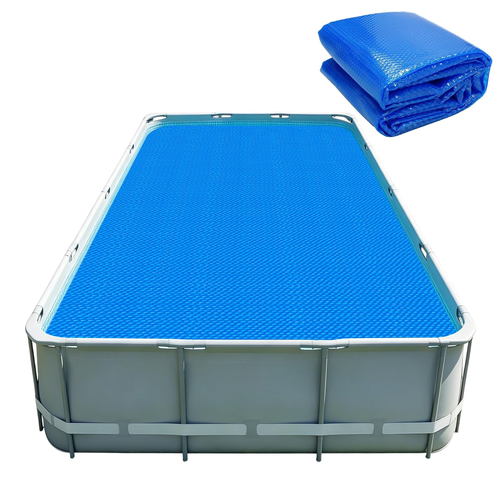 Bâche à Bulles Piscine 340 x 590 cm Épaisseur 400 µm, Anti-Évaporation et Saletés, Chauffe l'eau et Économie D'Énergie, Rouleau Découpable, Bâche à Bulles Non Bordée, Bleu