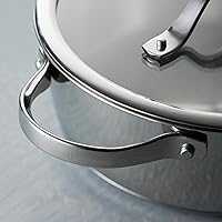 Vista 9 de Tramontina Tempo Sartén Braseadora de Acero Inoxidable con Base Tri-Capa de 6 Cuartos con Tapa de Vidrio, Lista para Inducción, Apta para Horno