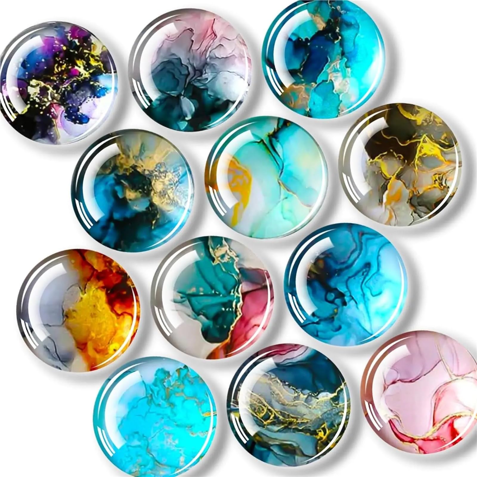 Glass Magnets 12Pcs Glass Fridge Magnets Sticker, Strong Refrigerator Heavy Duty For Whiteboard, Classroom, Kitchen, Home