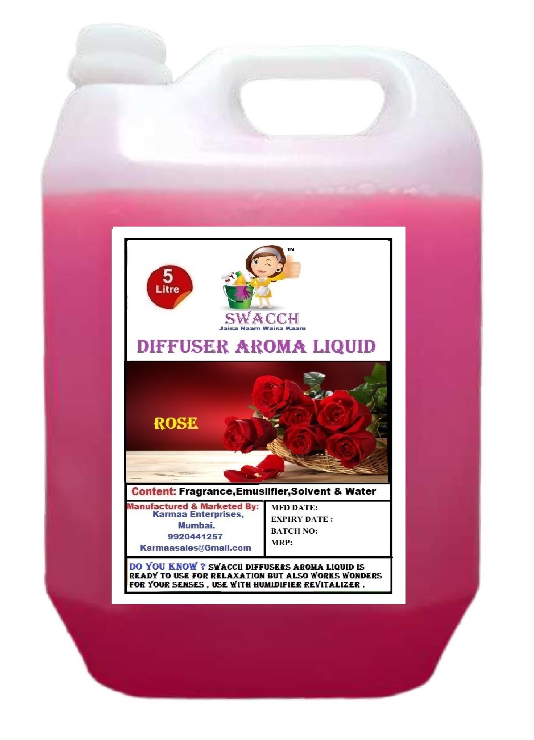 swacch Diffuser Aroma Liquid Rose Ready to use 5 Litre I Home Fragrance I Best For Aromatherapy I Helps in Meditation I Used In Diffusers I Water Based-image-30