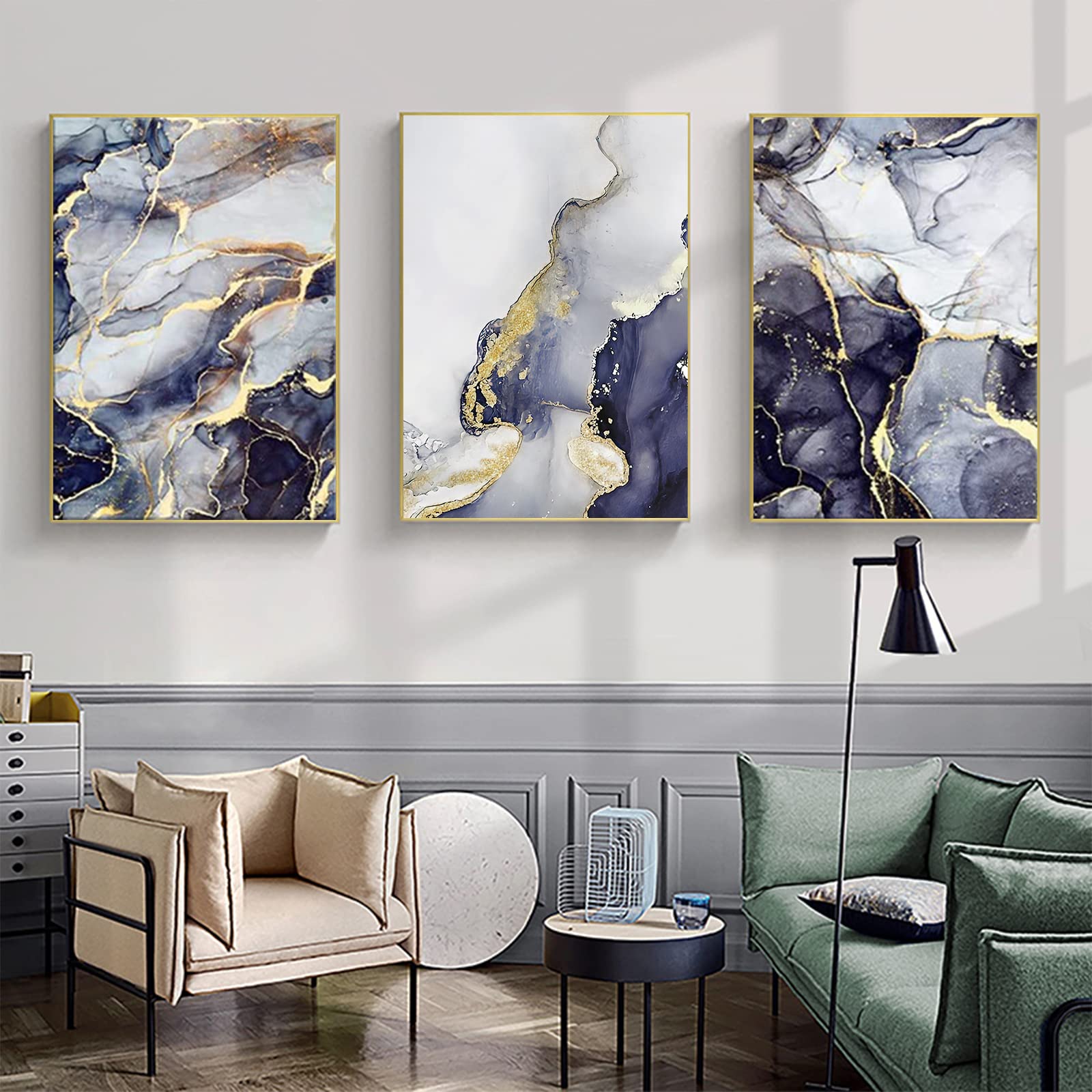 MKHFUW Living Room Bedroom Marble Background Ink Painting Poster, Modern Abstract Picture Set Wall Painting Art Decoration - Without Frame, 20x30cm*3 โ image 1