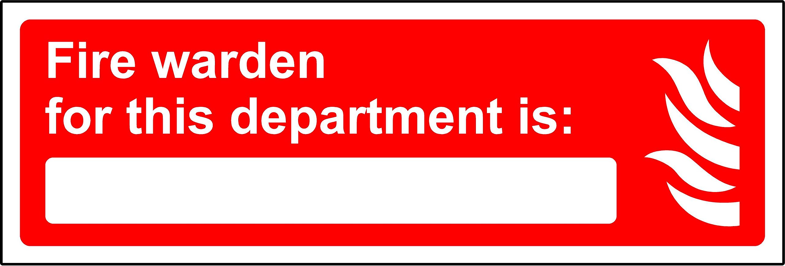 Fire warden For this department is Safety sign - Self adhesive sticker 300mm x 100mm
