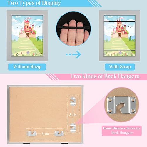 Miniatura 10 de Paquete de 2 Marcos para niños, marcos de arte para niños, de 8.5 x 11 pulgadas, con apertura frontal, intercambiables, marco de almacenamiento de