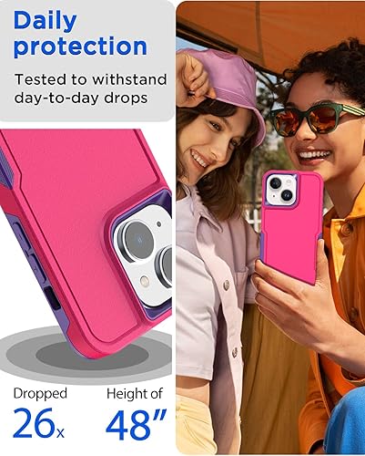 Miniatura 3 de AICase Funda para iPhone 15 con protector de pantalla de vidrio + lente de cámara, resistente protección contra caídas, cuerpo completo, resistente,