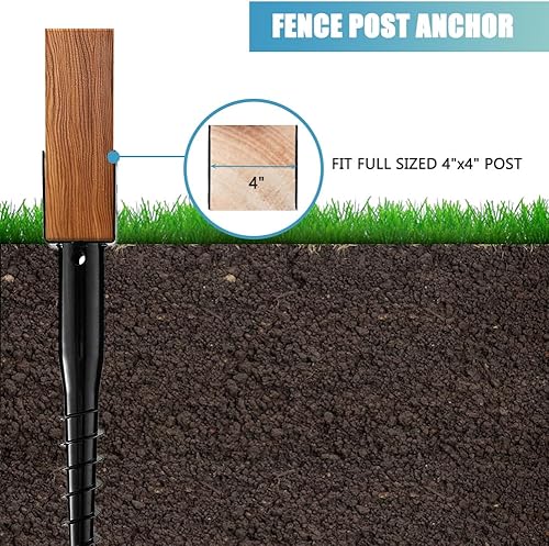 Miniatura 2 de Furnishh Anclaje de tierra sin excavación - Estaca de poste modelo U de 27 pulgadas para buzón y postes de valla, color negro