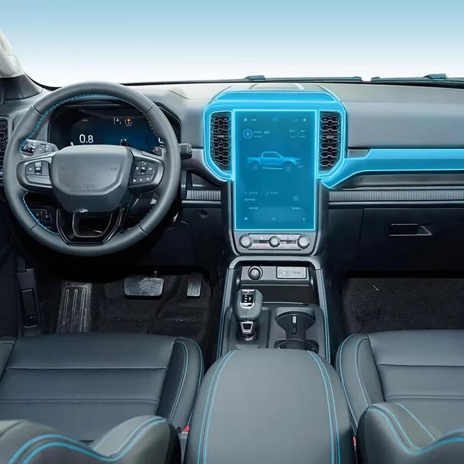 Film anti-rayures Ford Ranger 2023-2025 protection console centrale TPU mat