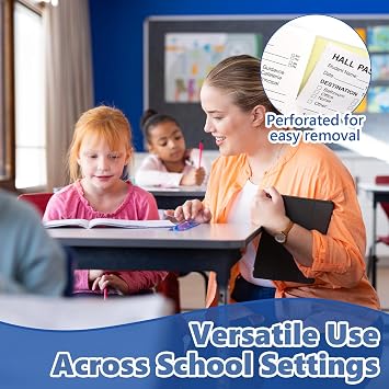 400 PCS Student Hall Pass Slips with Carbonless Duplicates Hall Passes Book Tear Removable Student Pass Notepad Carbon Copy Tracking Log Book for Students School Classroom Passes Use (1)