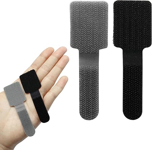 Miniatura 8 de 80 bridas de gancho y bucle, correas autoadhesivas de gancho y bucle, organizador de cables con parte trasera adhesiva, soporte de cable ajustable