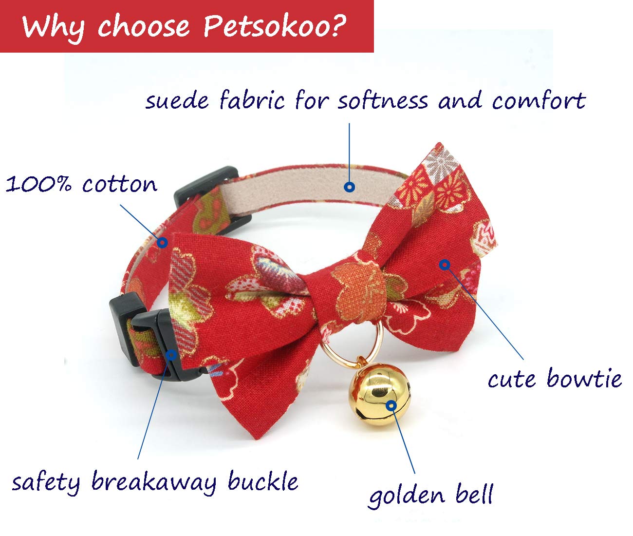 Pet Supplies : PetSoKoo Double Bowtie Breakaway Cat Collar with