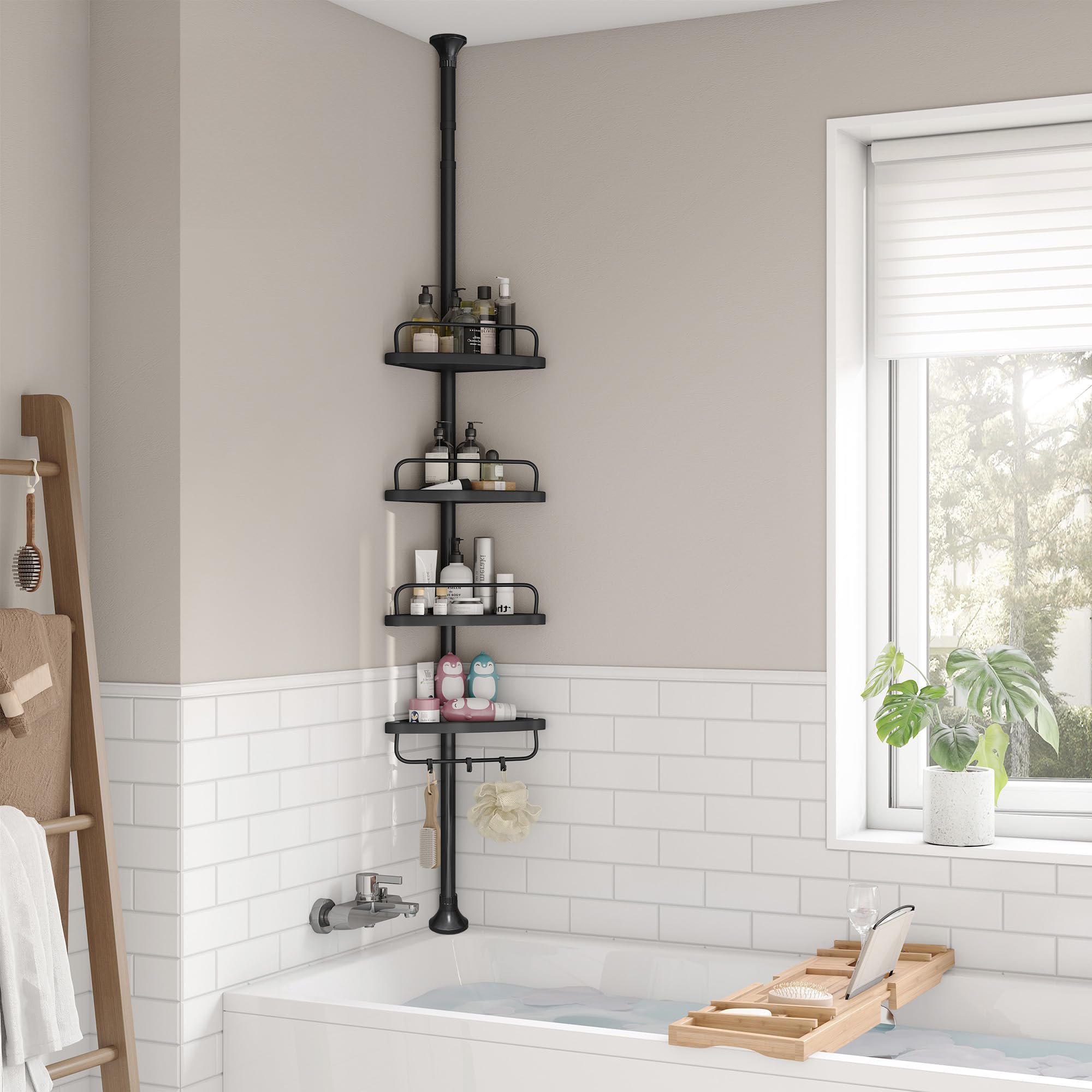 songmics étagère de douche réglable en
