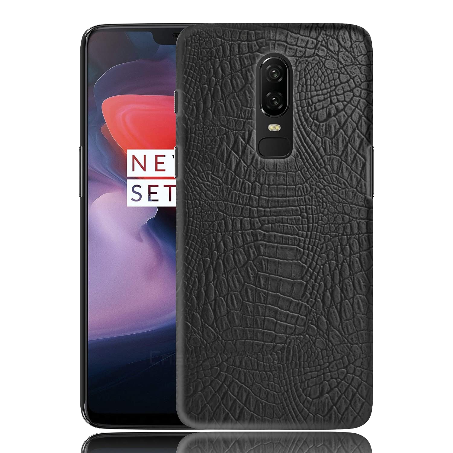 Case Creation Oneplus 6 Crocodile Leather Pattern Phone Case, Luxury Business Style PU Texture Premium Cover Fashion Alligator Skin Natural Feel Hard Back Cover case for Oneplus 6