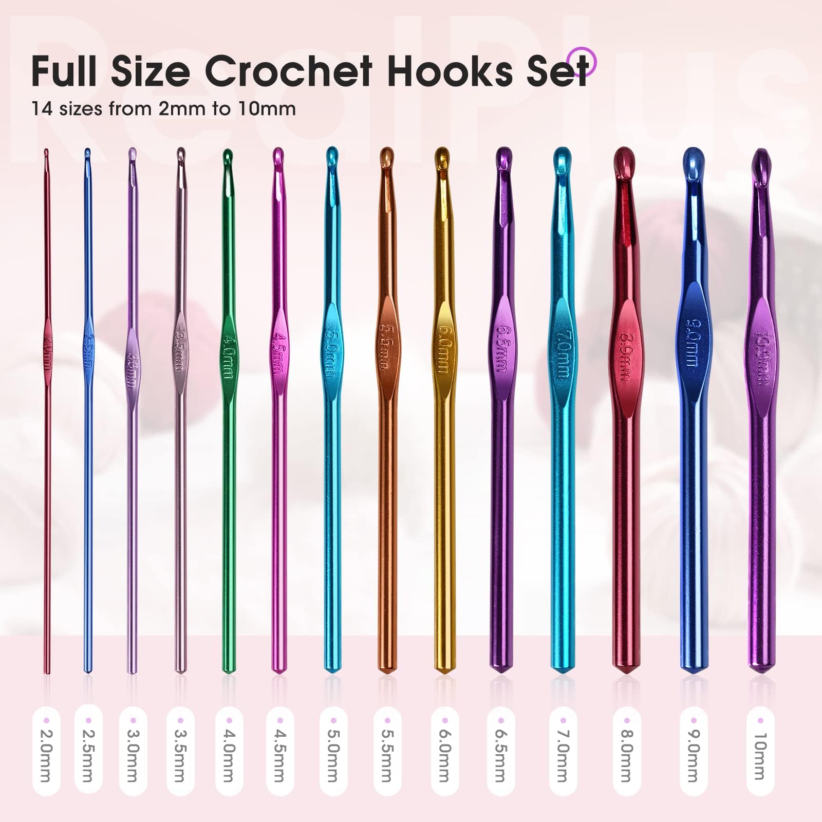 RealPlus 41 PCS Crochet Hook Set, 14 Sizes Crochet Hooks