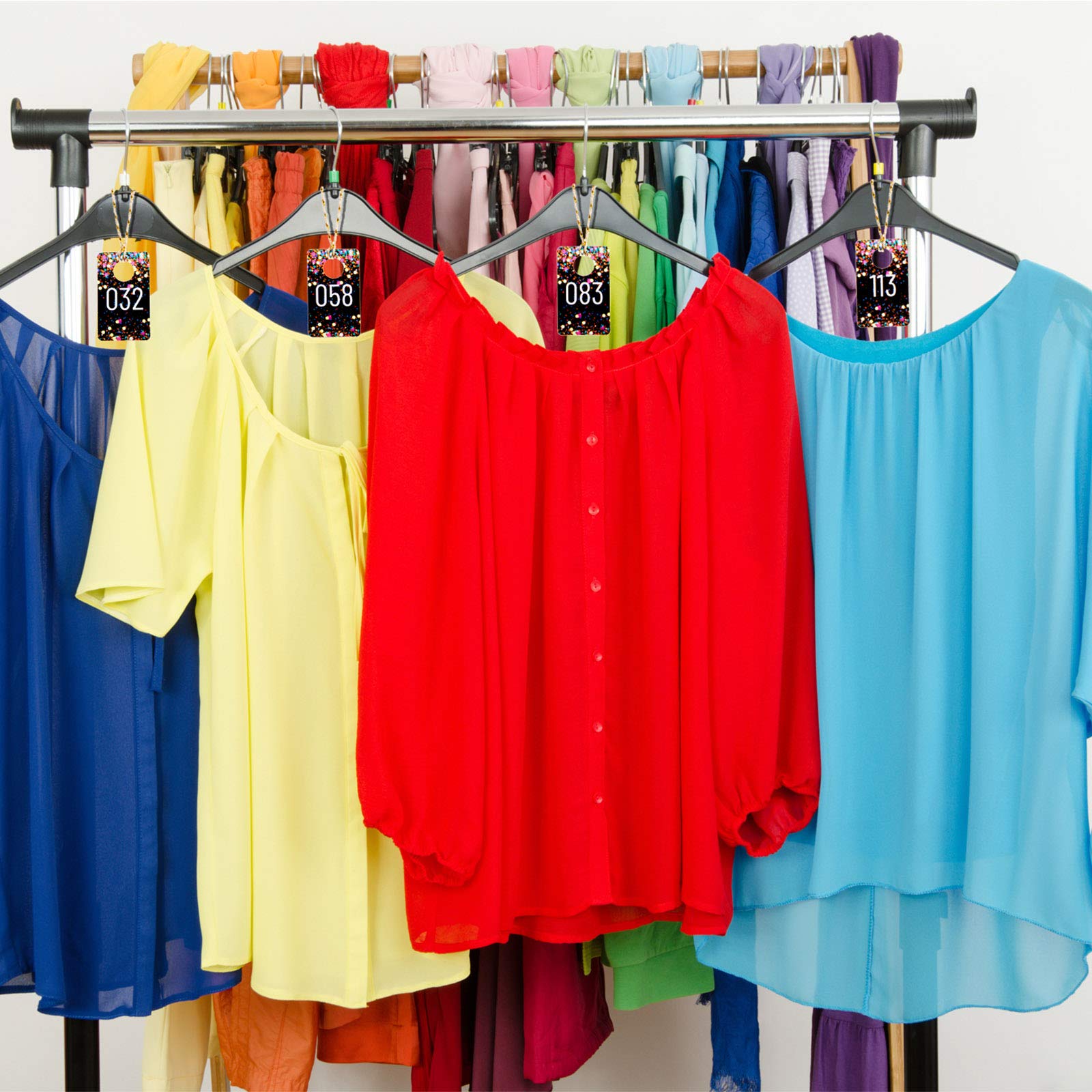 Jetec Lot de 400 étiquettes numérotées consécutives en plastique - Réutilisables - Normales et inversées - Pour accrocher des cartes à vêtements - Multicolore