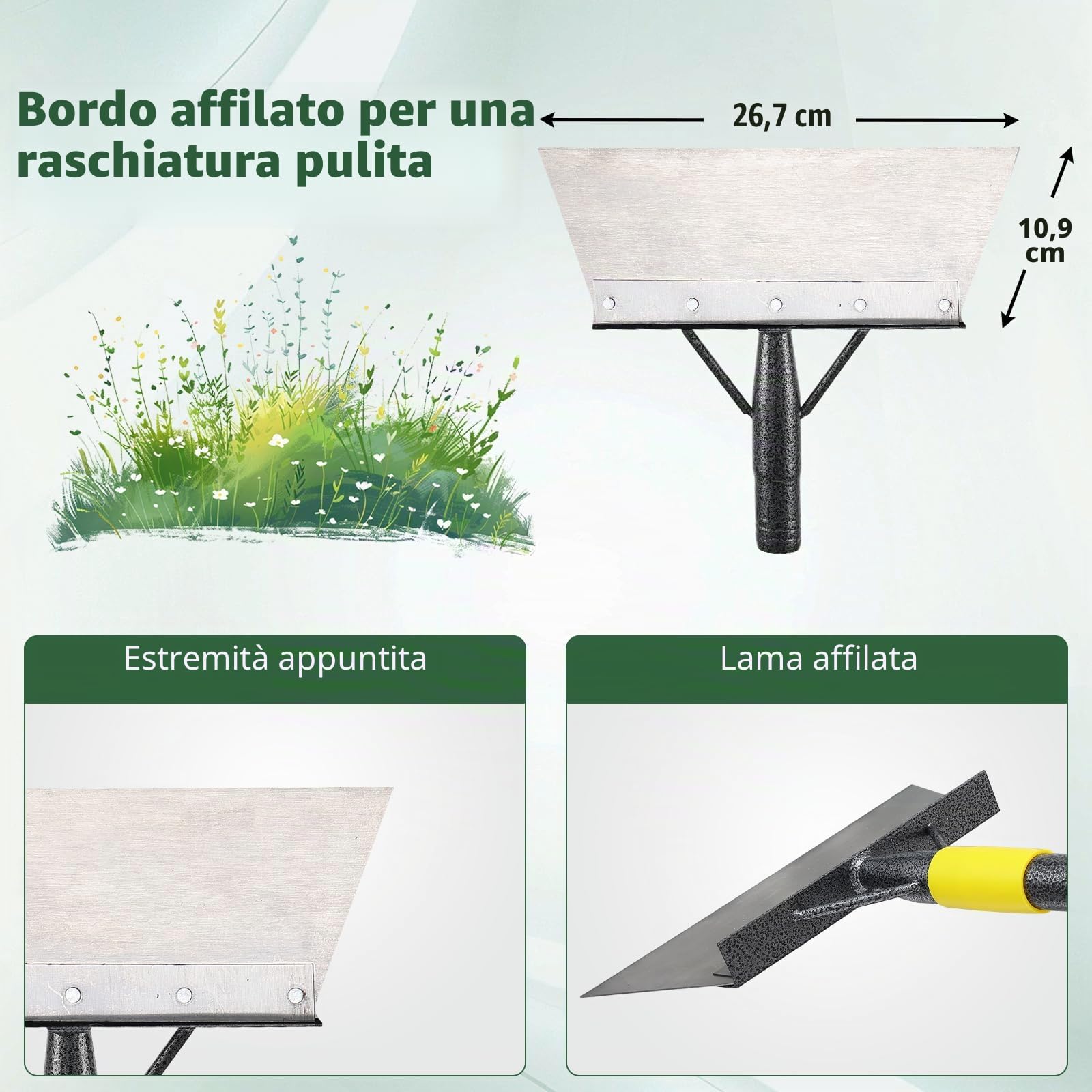 Dispositivo rimozione erbacce pala multifunzionale giardino manico 165 cm