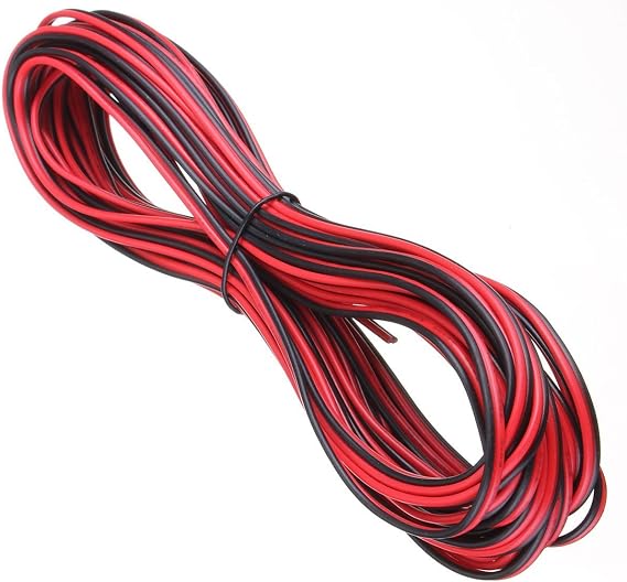 LED-Verlängerungskabel 30 M – 2-adrig, 22 AWG, Rot/schwarz, 12V/24V DC, Wasserdicht, Weich, Für DIY & Elektronik