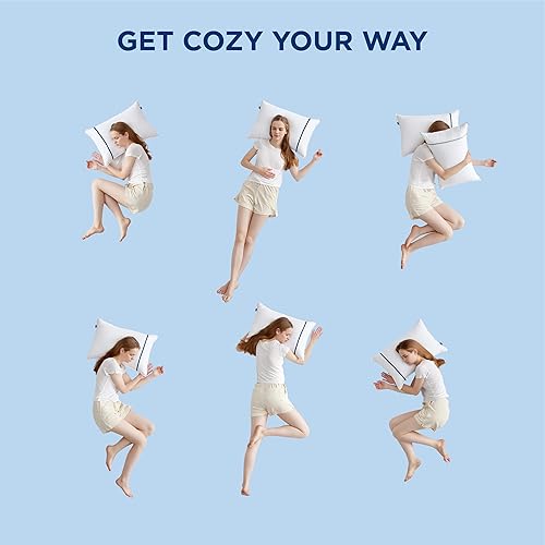 Miniatura 6 de Bedsure Juego de 2 almohadas tamaño Queen  Juego de 2 almohadas tamaño Queen, almohadas de lujo de felpa suave de apoyo de microfibra transpirable