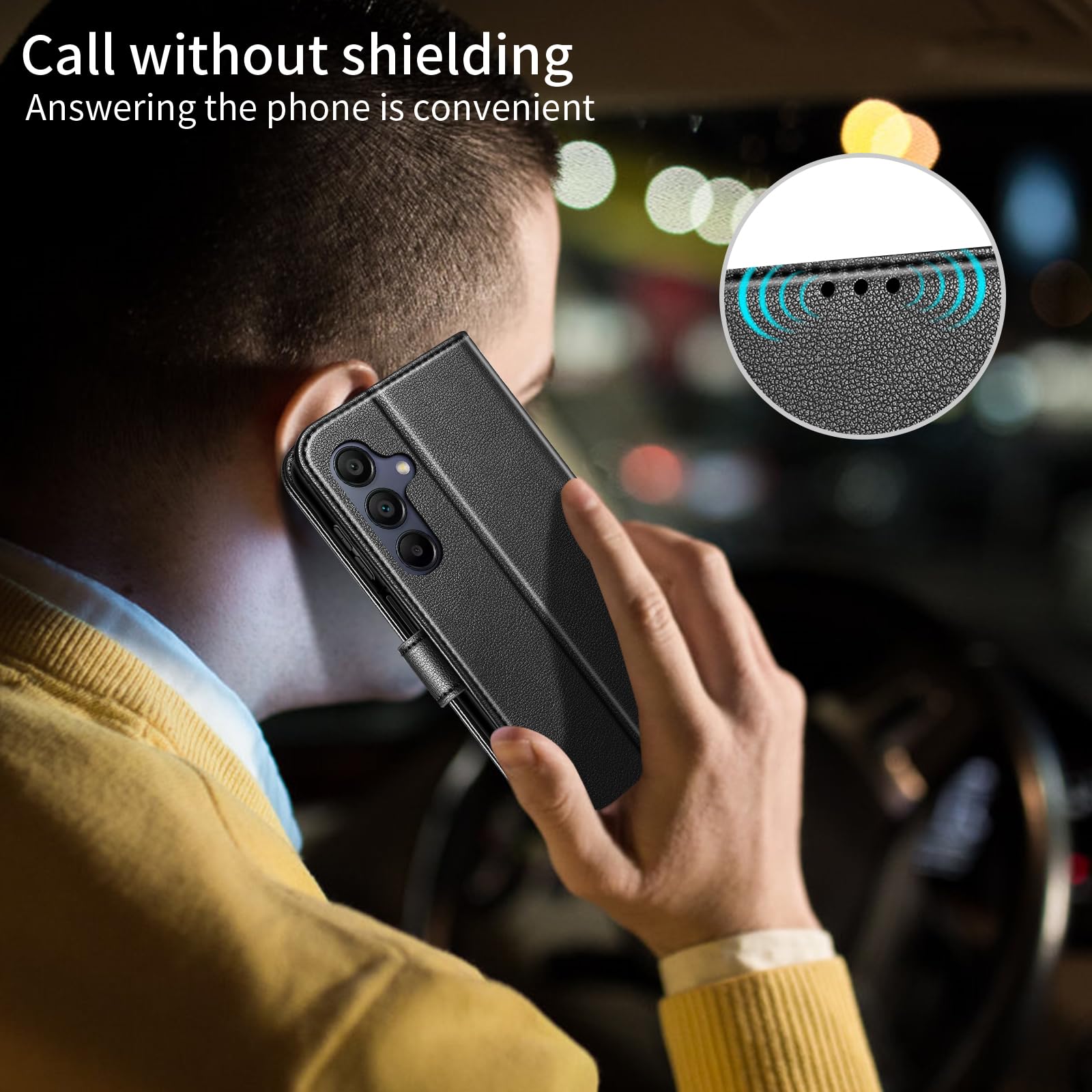 Cover per Samsung Galaxy A26 5G Custodia con 2 Vetro Temperato Pellicola a Libro Portafoglio in Pelle Porta Carte Case Protettiva Cover,Nero