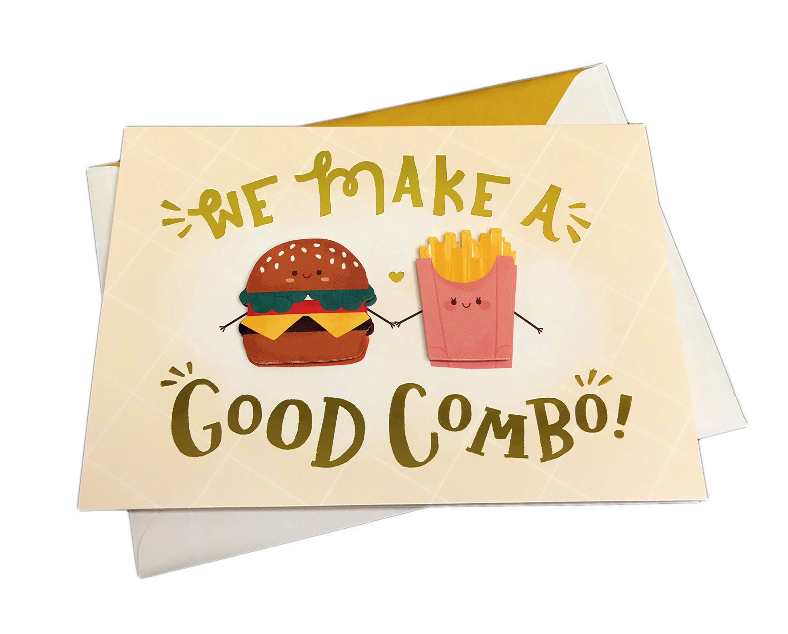 Amazon.com: Happy Valentine's Day Fun Play on Words Embellished Cute  Valentine Food Themed Holiday Love Greeting Card & Envelope (Cheese Burger  & French Fries)