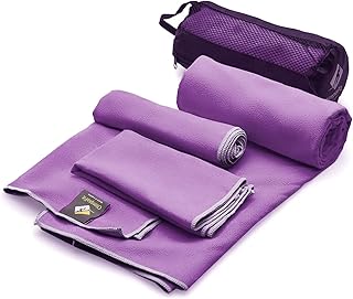 OlimpiaFit Quick Dry Towel - 3 Size Pack of Lightweight Microfiber Travel Towels w/Bag - Fast Drying Towel Set for Camping, Beach, Gym, Backpacking, Sports, Yoga & Swim Use
